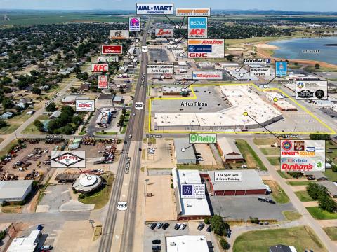 Altus Plaza for sale, Altus, Ok overall aerial