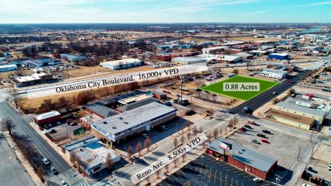 land parcel for sale downtwon Oklahoma City, OK aerial