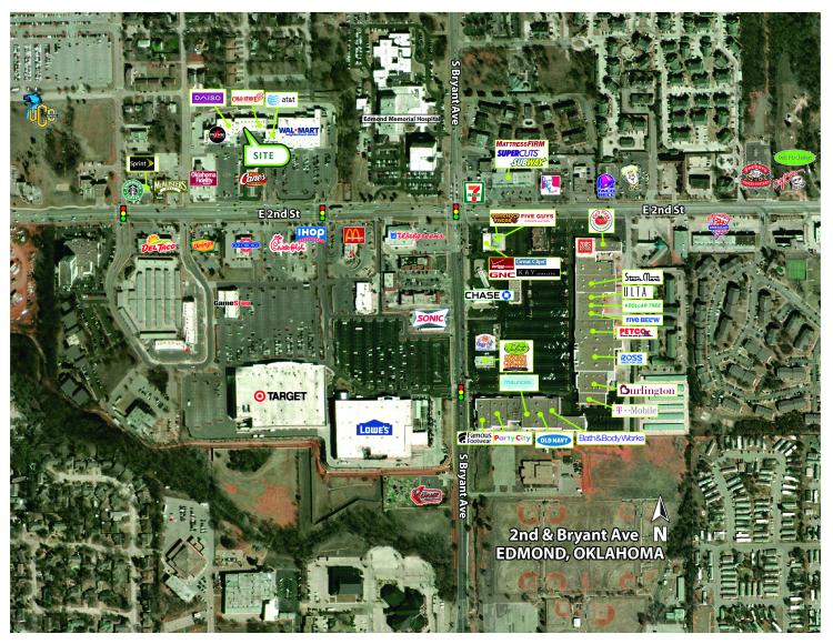 Shoppes at Edmond University retail space for lease Edmond, OK aerial