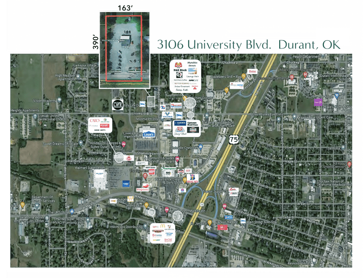 ground lease in Durant Oklahoma, Retail Aerial