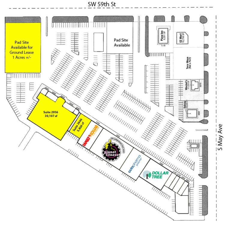 Almonte Shopping Center retail space for lease in Oklahoma City site plan