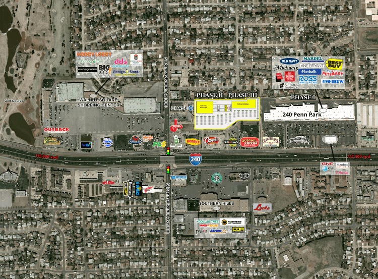 aerial for retail space for lease in south Oklahoma City, Ok