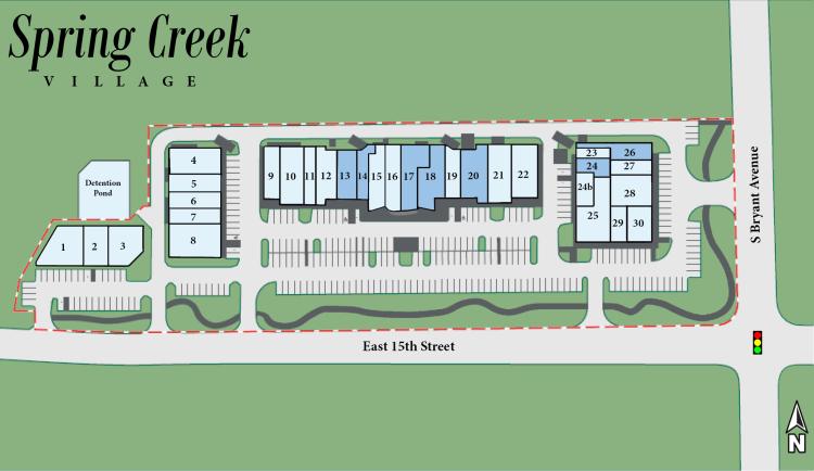 Spring Creek Village retail space for lease Edmond, OK site plan