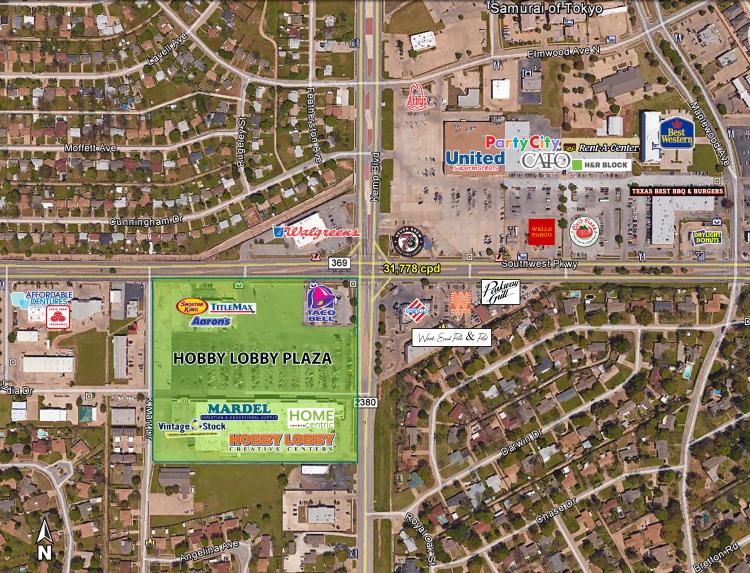 Hobby Lobby Plaza, Wichita Falls, Tx retail space for lease aerial of location