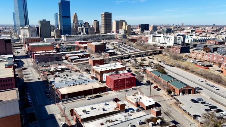 office or retail space for lease, downtown Oklahoma City, Ok aerial