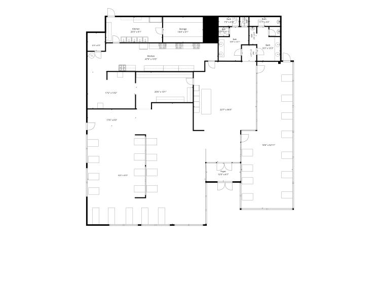 full equipment restaurant for lease in Ardmore, OK floor plan