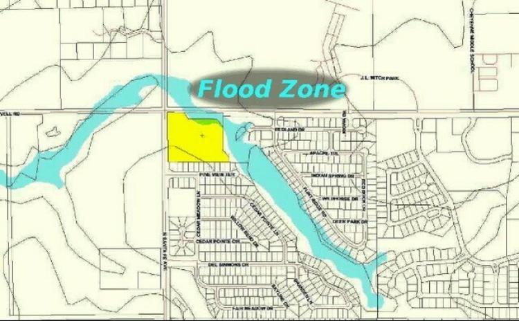 Land for sale Edmond, OK site showing flood zone